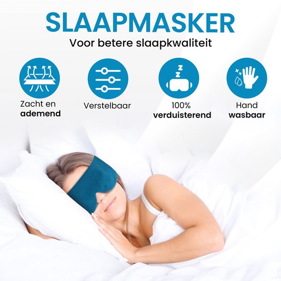 PurelyGoods® Slaapmasker - Oogmasker - 100% Verduisterend - Slaap Masker - Mannen en Vrouwen - Verstelbaar - Katoen - Oceaan Blauw