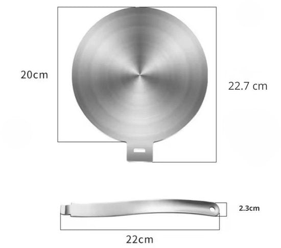 Inductie Adapterplaat -20cm - Afneembaar Handvat -Geschikt voor Niet-Inductie Pannen