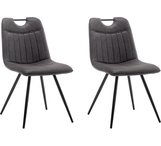Furnihaus Eetkamerstoel Leon Microvezel Antraciet Set van 2