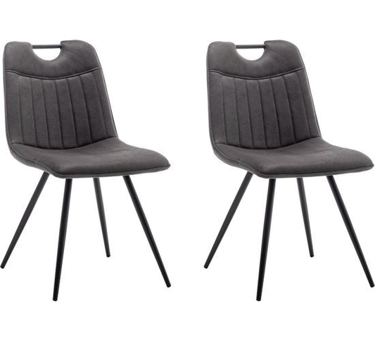 Furnihaus Eetkamerstoel Leon Microvezel Antraciet Set van 2