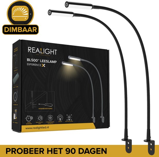 Realight Leeslampjes - 2 Stuks - Dimbaar - Touchbediening - 58 cm - 2700K - Zwart