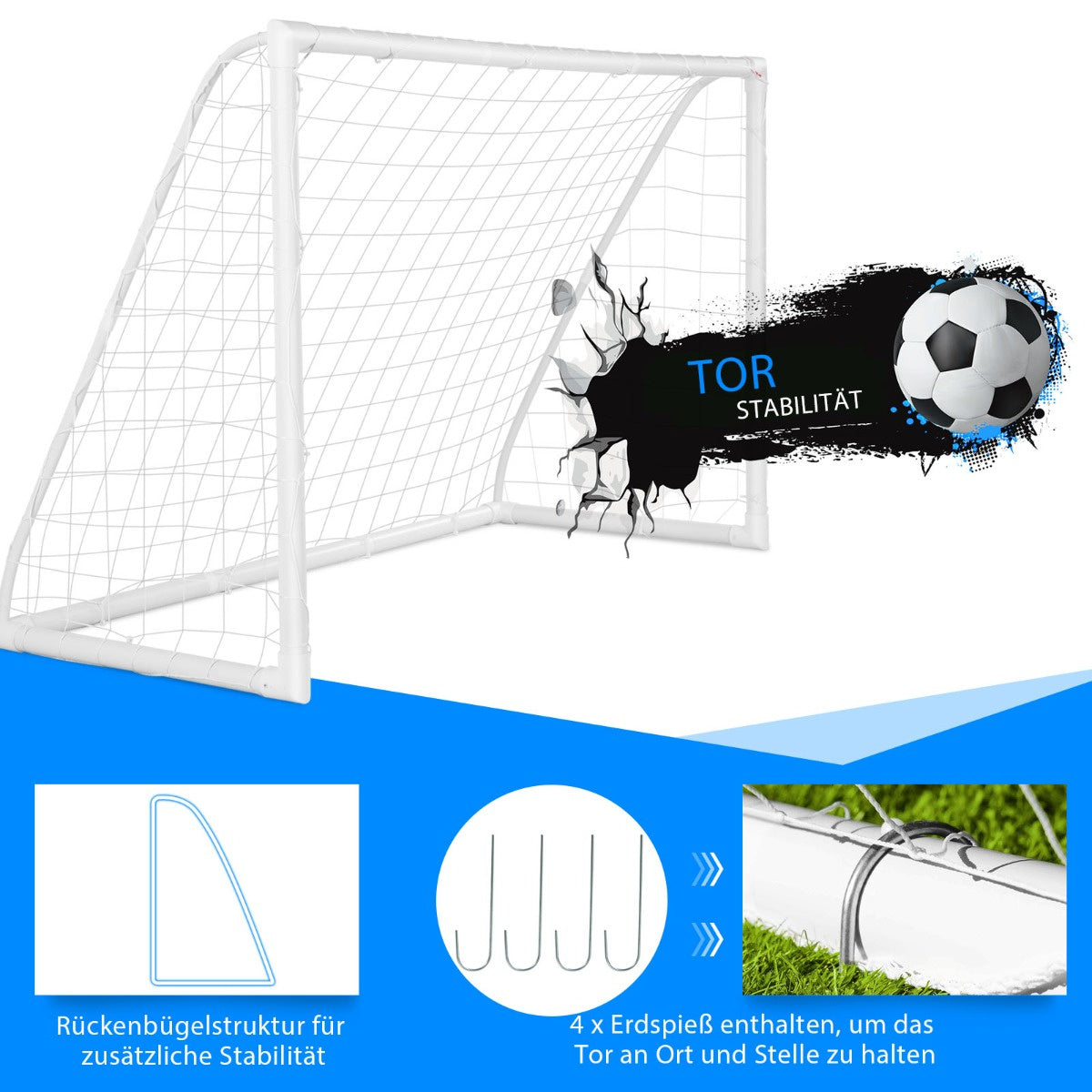 Coast Kindervoetbaldoel - 180 x 120 cm - voor spelen en trainen voor kinderen en tieners vanaf 6 jaar