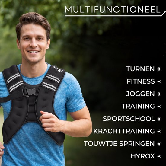 Fitby Gewichtsvest 10KG - Hardloopvest - Weighted Vest - Gewichtsvesten - Gewichten - Verstelbaar - Krachtraining & Crossfit - Cardio - Zwart
