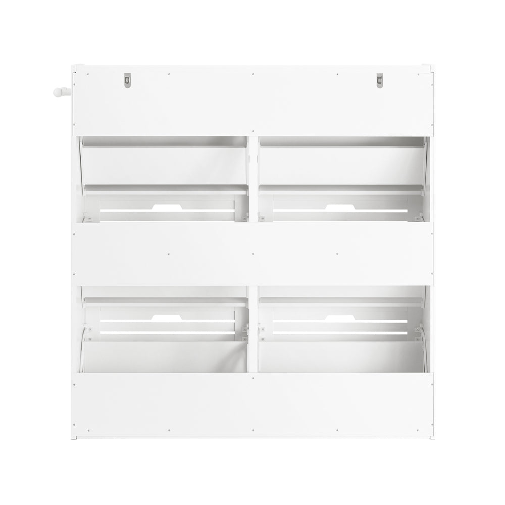 SoBuy FSR145-W Schoenenkast Met 6 Kleppen, Schoenencommode Met 2 Haken, Schoenenrek, Schoenenkist, Gangkast