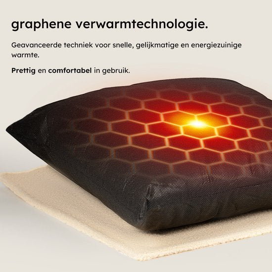 Warmtekussen – 3 warmtestanden – Warmtekussen Oplaadbaar – 10k mAh Powerbank – Draadloos – Warmte Kussen – 40 x 40 cm – Bouclé Off-white – Saaf Comfort