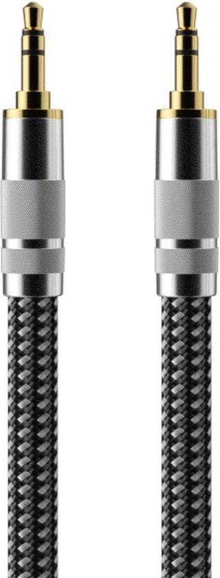 Premium AUX Kabel 3.5 mm - Nylon Audiokabel - Verguld - Mannetje naar Mannetje - Zilver - 3 meter