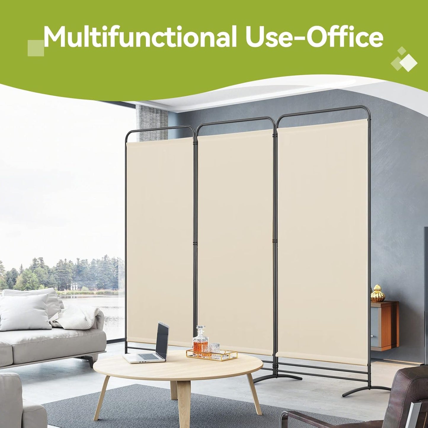 Angel Living Kamerscherm - 3 Panelen - 243 x 180 cm - Beige