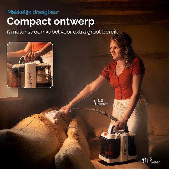 Joyware® Vlekkenreiniger 750Watt - Tapijtreiniger - Bank Reiniger - Zetelreiniger - Meubelreiniger - Reinigingsmachine - Met 3 Opzetstukken - Krachtig en Draagbaar