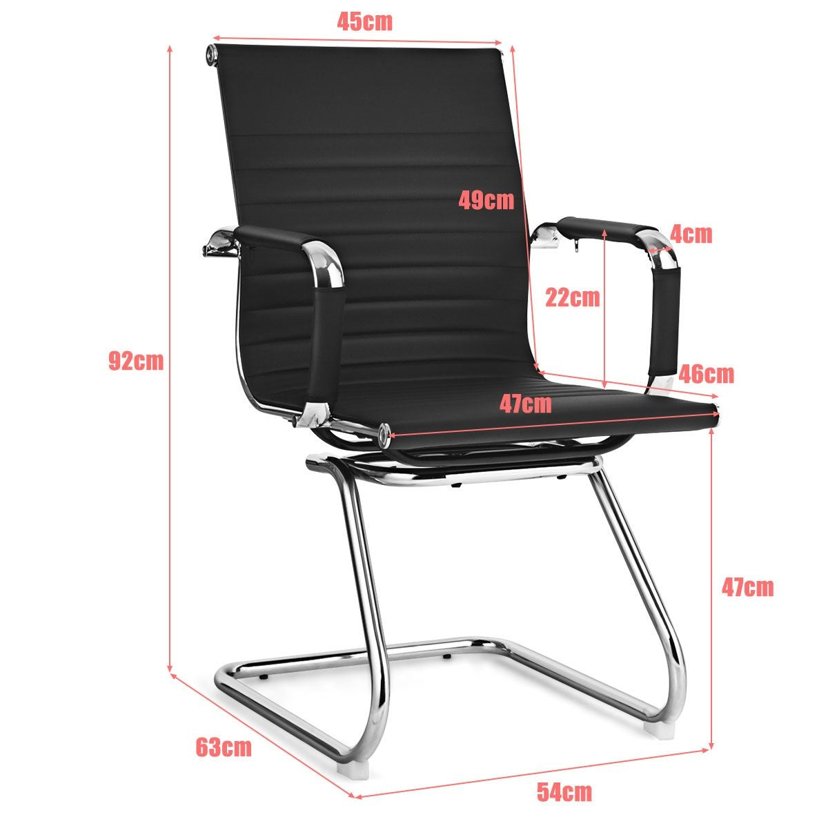 Coast Set van 2 Bureaustoelen - PU Leer - Max. 120 kg - Zwart