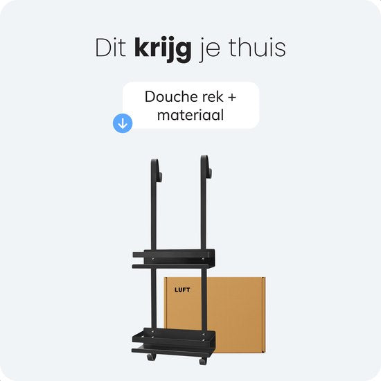 Doucherek - Telescopisch, hangend en ophangen zonder boren - 2 laags met haken - Zwart - Luft