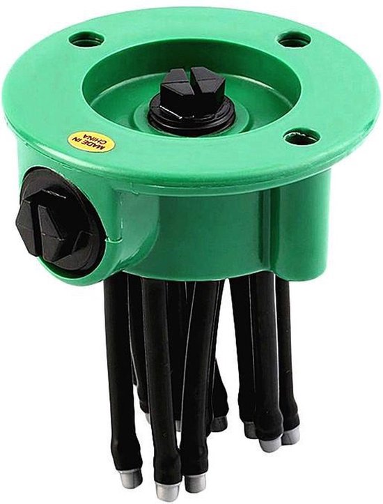 Premium Multifunctional Sprinkler – Voorzien Van 12 Buigbare Sproeikoppen En Grondpin En 35m² Bereik – Voor Gazon En Border – Groen Kunststof – 12 Koppig
