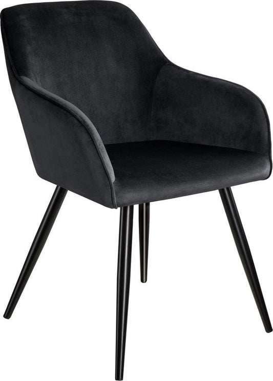 tectake® - Stoel - eetkamerstoel - Marilyn fluweellook zwart - 403663