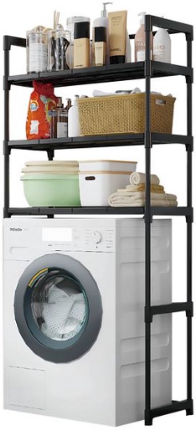 Nexxt Wasmachinerek met Opbergruimte en Haken - 72 x 26 x 162 cm