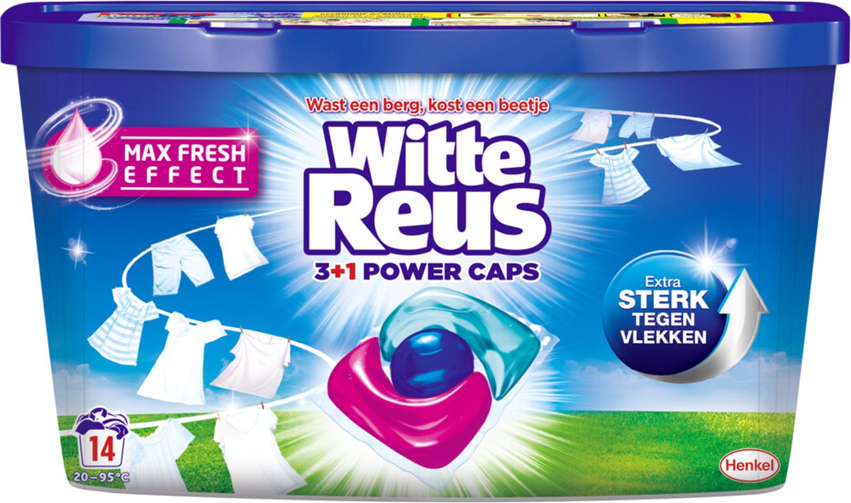 Witte Reus Power Caps Wasmiddelcapsules voor Witte Was – 14 Wasbeurten – 14 Capsules
