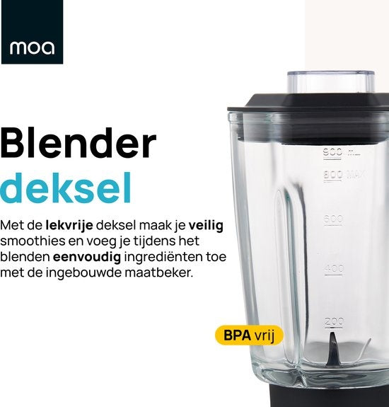 MOA Extra Glazen Kan voor Blender - Sterke blenderkan - Geschikt voor de Mini Blender MB10 - 900ml - MBJ10