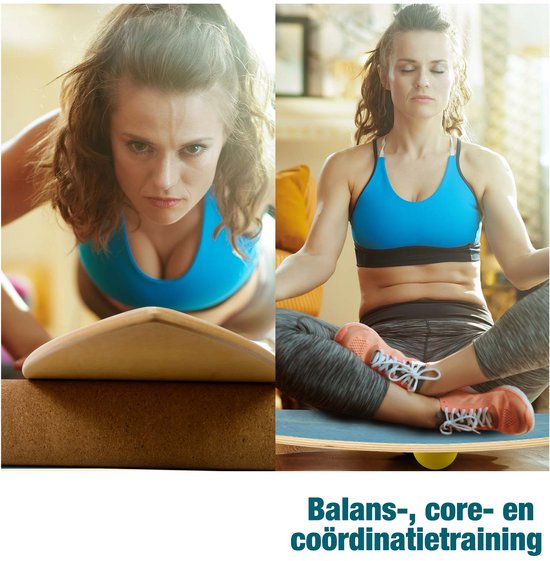 DH FitLife Houten Balance Board met Rocker Vorm – Balansbord voor Kinderen & Volwassenen – Indoor Fitness & Core Training, Groen