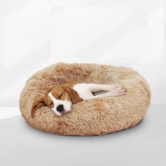 Peaceful Pooch S - pluizig hondenbed - 58cm diameter - opvouwbaar - in verschillende maten. Kattenbed - wasbaar - uitneembare vulling - ontspant gewrichten en spieren - anti-slip noppenbodem