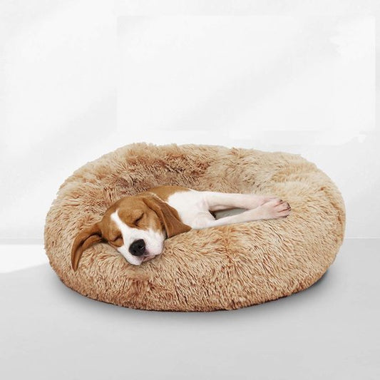 Peaceful Pooch S - pluizig hondenbed - 58cm diameter - opvouwbaar - in verschillende maten. Kattenbed - wasbaar - uitneembare vulling - ontspant gewrichten en spieren - anti-slip noppenbodem