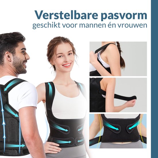 Caresense Rugbrace Man & Vrouw verstelbaar - Postuur corrector - Schouderbraces - Houding correctie brace - maat L