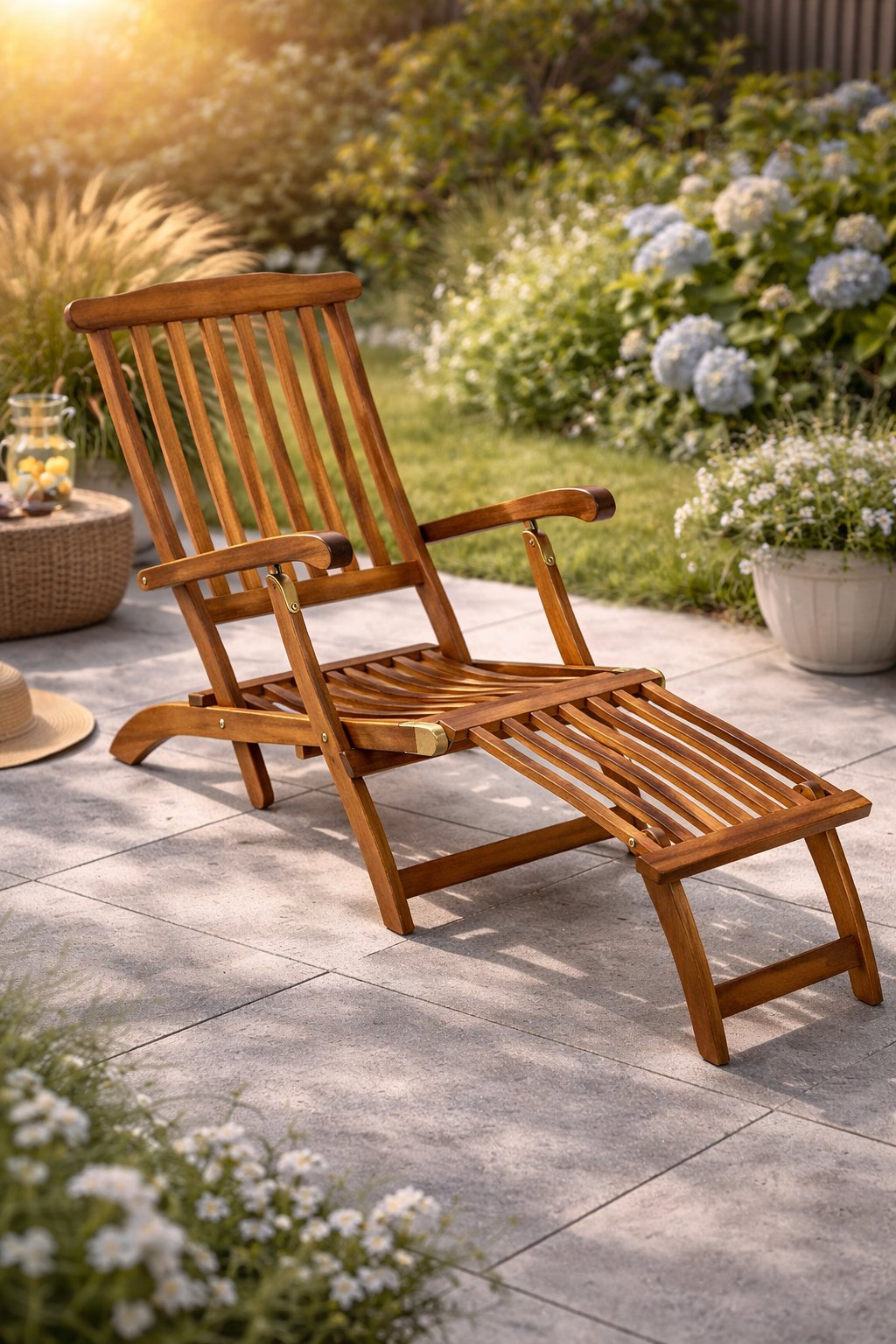 Casaria Ligstoel Queen Mary – Acaciahout 169x54x95cm - Bruin