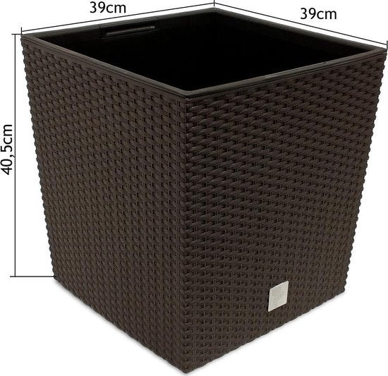 Deuba Bloempot Binnenbak Handgrepen Outdoor Rotan 64 Liter Antraciet 2 stuks