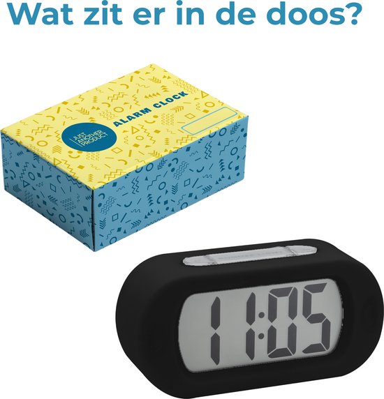 JAP AP17 digitale wekker - Stevige alarmklok - Met snooze en verlichtingsfunctie - Beschermhoes van rubber - Zwart