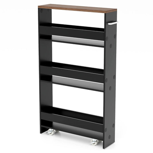 Coast Badkamerrek Op Wieltjes - 4-Laags - 48 x 13 x 81 cm - Zwart met Bruin
