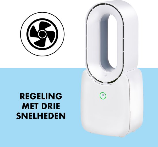 Lifetime Air Bladeloze Ventilator - Stille Ventilator Met Drie Snelheden - Draadloze Bureau Ventilator - Tafel Ventilator met LED Mood Light - USB-C Oplaadbaar - Compact Design - 5W - Wit