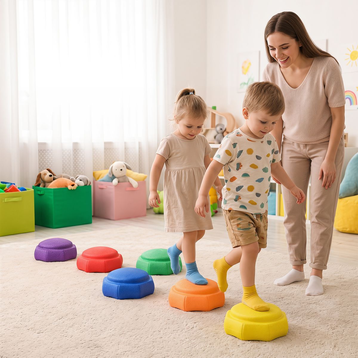 Coast Balansstenen voor kinderen - 6-delige set - antislip - stapelbaar - meerkleurig