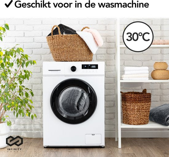 Infinity Goods Elektrische Deken - Warmtedeken - 2-Persoons - 180 x 160 cm - Met Timer - Bovendeken - Fleece - Antraciet