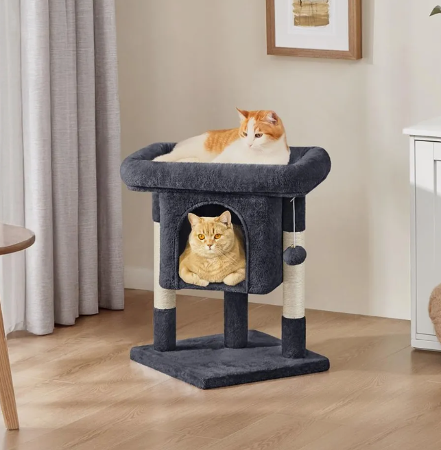 Yaheetech Krabpaal - Zwart - 40,5 x 40,5 x 58 cm - Met Kattenhol, Sisalpalen en Speelbal
