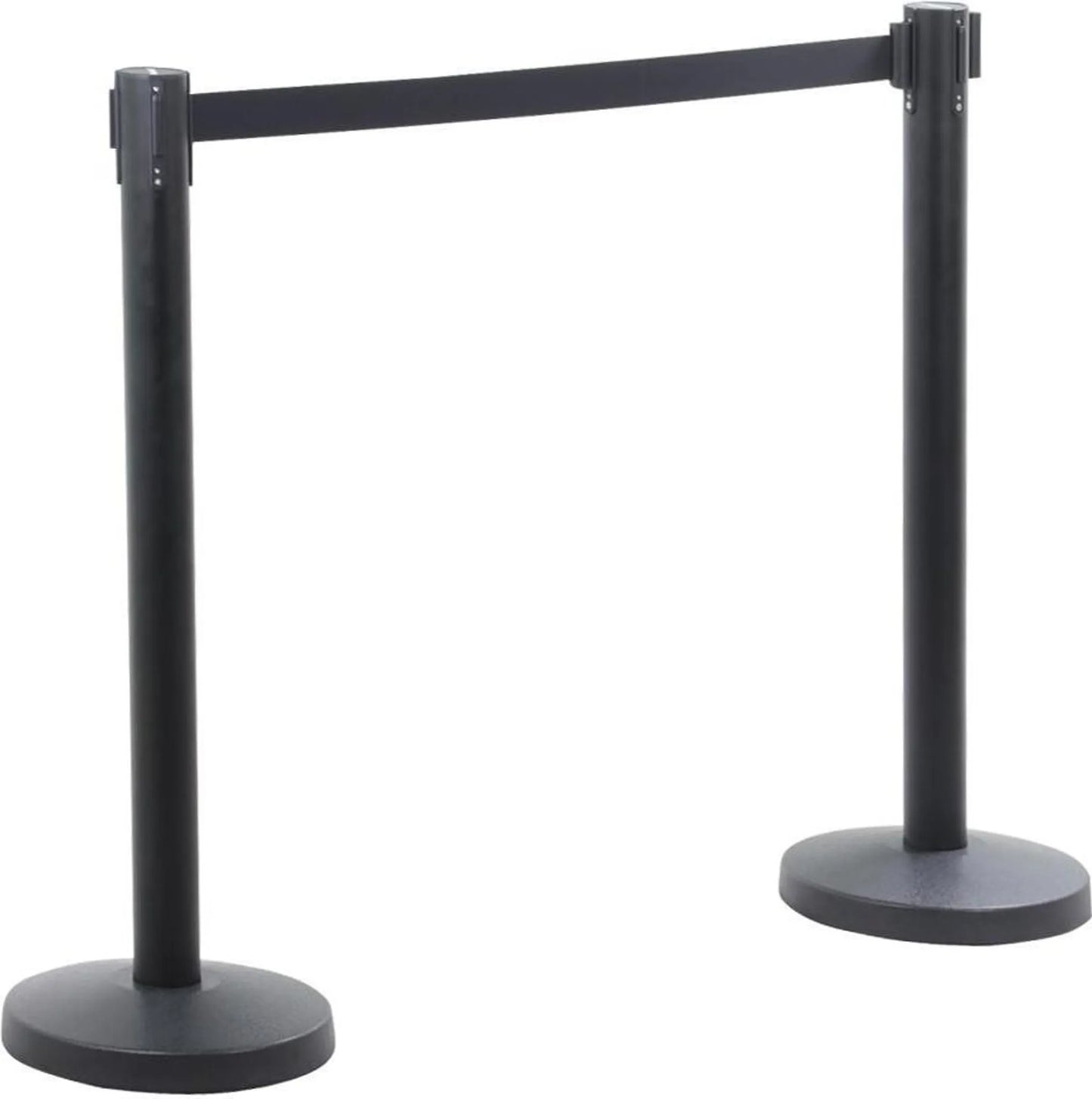 Yaheetech Afzetpalen Set Van 2 – 92 cm Hoog – Voorzien Van 200 cm Intrekbaar Lint En 4-Weg Koppelsysteem En Massieve Voet – Voor VIP Zones En Beurzen – Zwart Staal