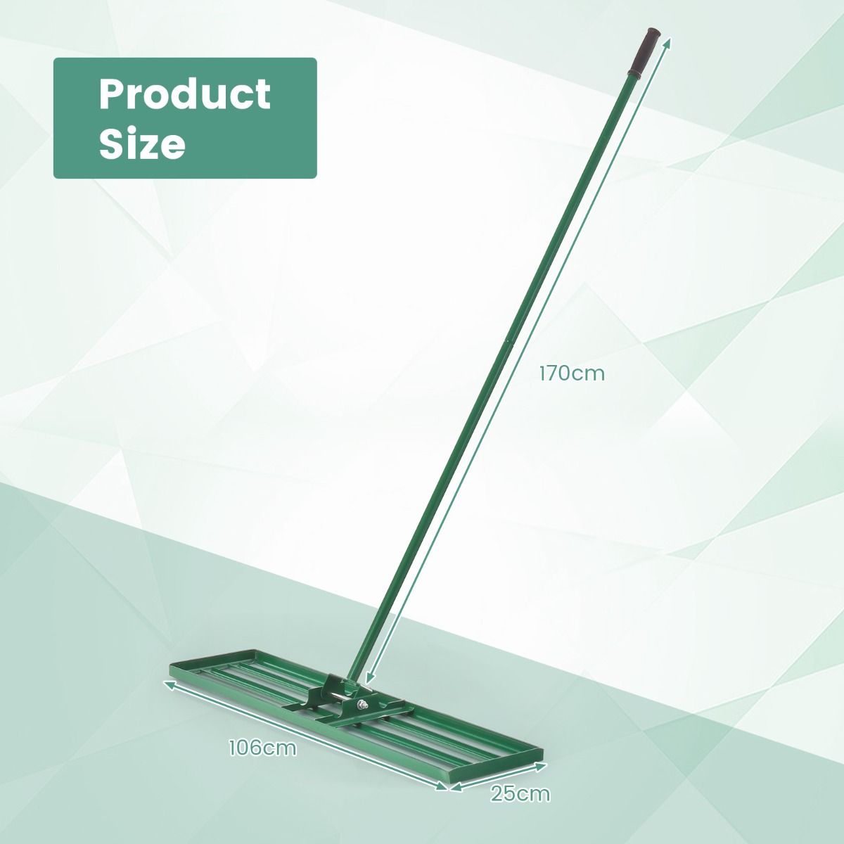 Coast Gazonhark - egaliseerhark met lange steel - ergonomische handgreep - 106 x 25 cm - groen