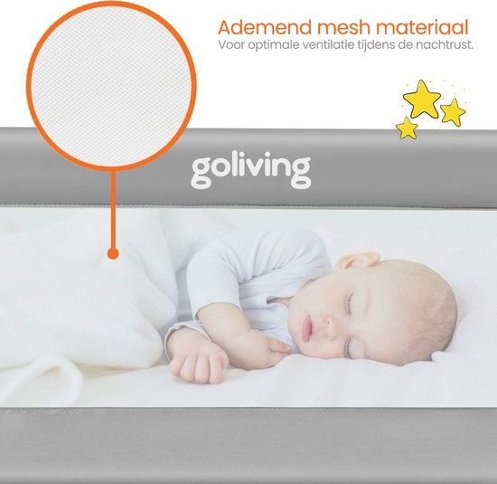 Goliving bedhekje – Bedhek – Bedrail – Inklapbaar bedrekje – 120 x 45 cm – Grijs