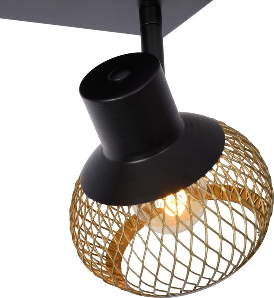 Lucide LUCAS - Plafondspot (Plafondlamp) - 2xE14 - Mat Goud / Messing