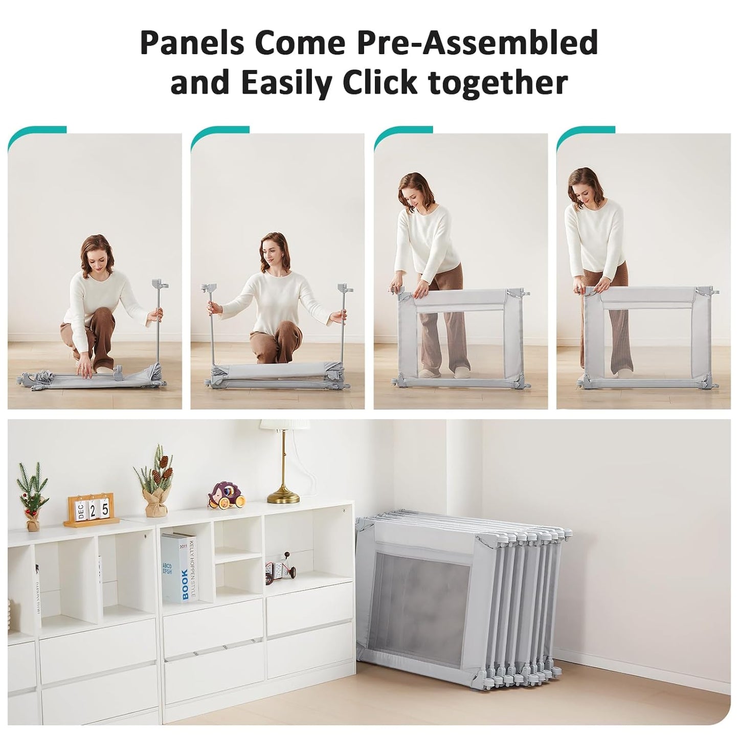 Dora Dotey Babybox Lichtgrijs - 8 Panelen - 200 x 180 x 69 cm - Opvouwbaar