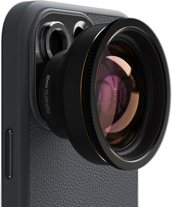 Shiftcam LensUltra 60mm Telelens – 2-5x scherpe optische zoom – Uitstekende scherptedieptecontrole – Gemaakt van fluorietglas en aluminium - Zwart