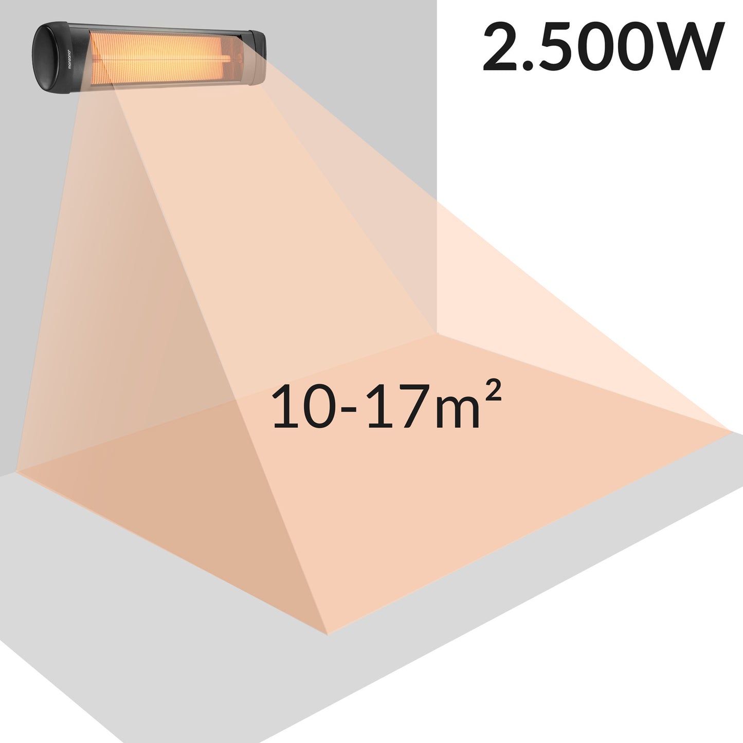 Monzana Infraroodstraler 2500W - Incl. Afstandsbediening – Zwart