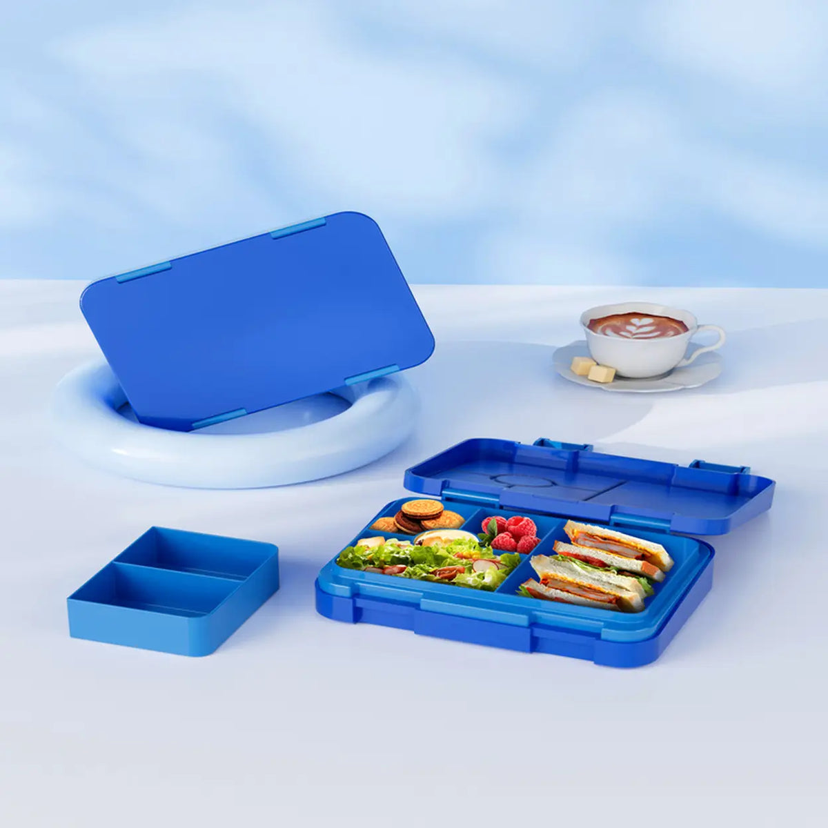 Meoky Lunchbox 5 Compartimenten met Dubbele Sluiting - Blauw