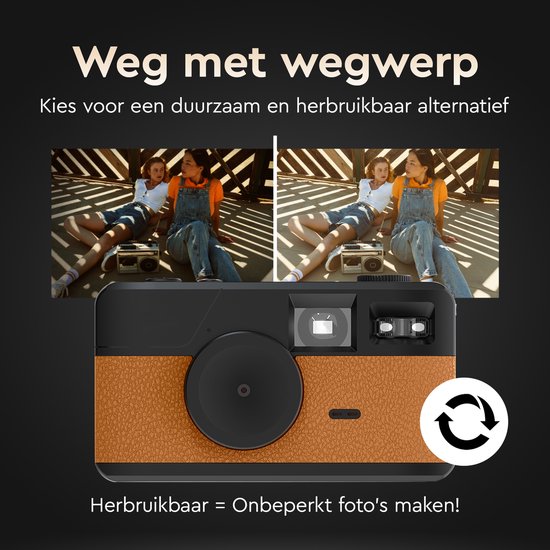 K&L Digitale Camera - Schermvrij - Oplaadbaar - 16.000 Foto's - Fotocamera - Vintage - Inclusief 32GB - Duurzaam - Bruin