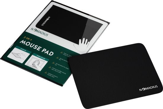 Nomadius 2-in-1 Muismat - Muismat met Anti-slip Laag - Schermreiniger - Opvouwbaar, Draagbaar, Multifunctioneel - Muismatten - Ideaal voor Onderweg & als Schoonmaakdoekje voor Scherm - Mouse Pad - Muismatten - Reisaccessoire