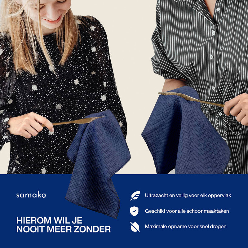 Samako Microvezeldoek 40x40 cm - Streeploos & Absorberend Schoonmaakdoek