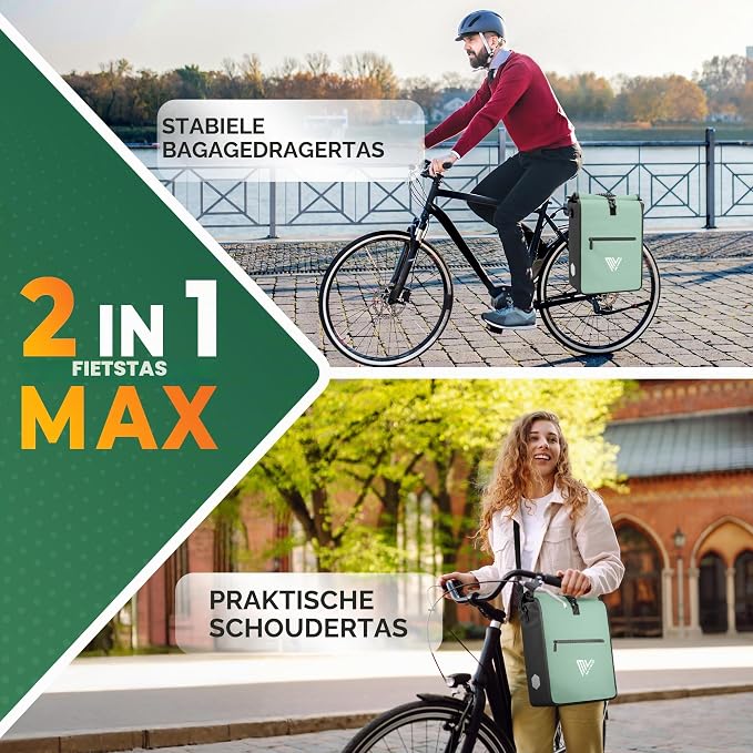 MiVelo 2-in-1 Fietstas – Waterdicht – Quick-Connect – Ook als Schoudertas