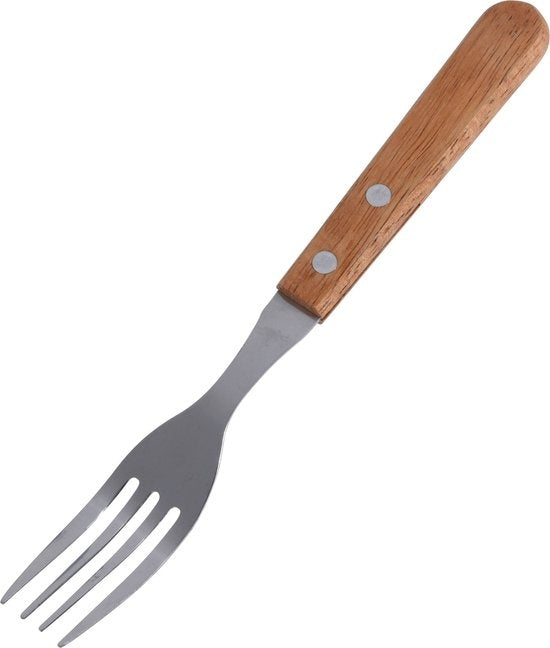 6x BBQ vorken set RVS zilver 22 cm - Tafelbestek voor ontbijt lunch en diner