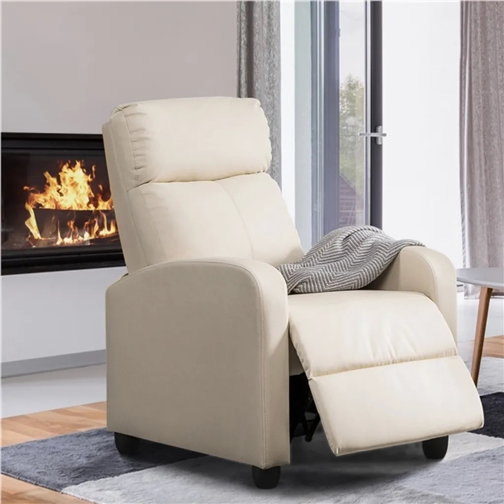 Yaheetech Relaxfauteuil - Verstelbare Rugleuning - TV Stoel - 67 x 85 x 99,5 cm - Beige