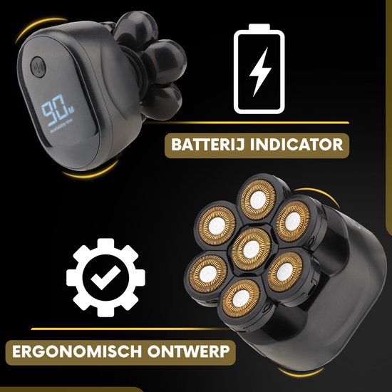 6-in-1 Scheerapparaat Mannen + Extra Scheerkop – Trimmer - Tondeuse - Sansbeauté® SkullSharp Classic | 7 Blade - Skull Shaver - Electric Face & Head Shaver - Hoofd Kaal Scheren – Nat & Droog - Elektrisch