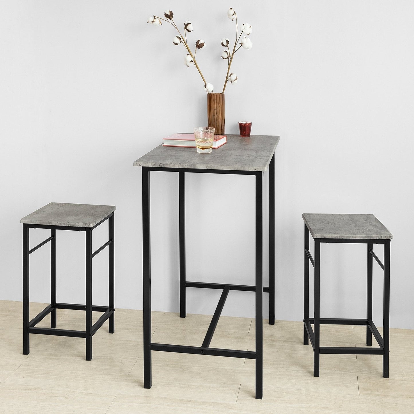 SoBuy Bistrotafel - Modern - 1 tafel + 2 Krukken