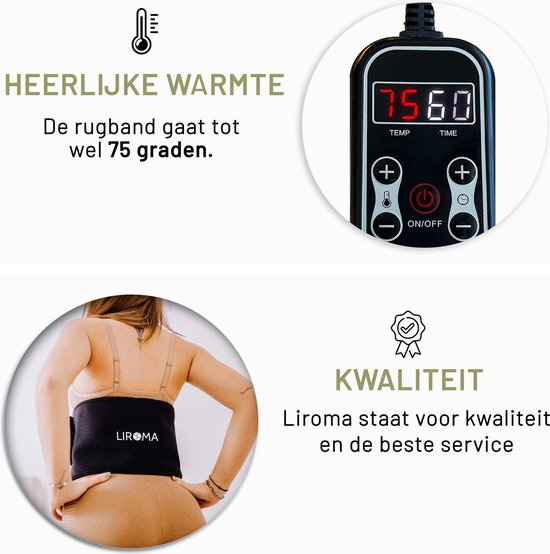 LIROMA® Draagbare Infrarood Rugband - Onderrug, Schouders, Benen - Infraroodtherapie - Ver-Infrarood - Infraroodlamp - Afslankband - Fitness belt - Warmteband - Rood licht therapie - Red Light therapy