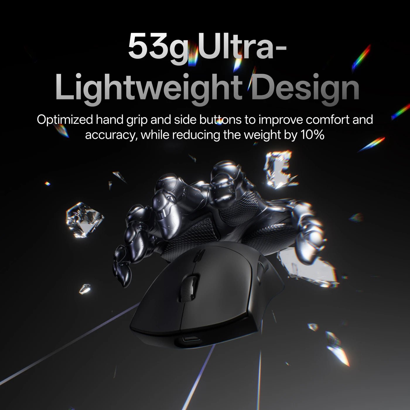 Rapoo VT7 Draadloze Gaming Muis - 8000Hz Polling Rate - 26K DPI - 53g Lichtgewicht - Zwart