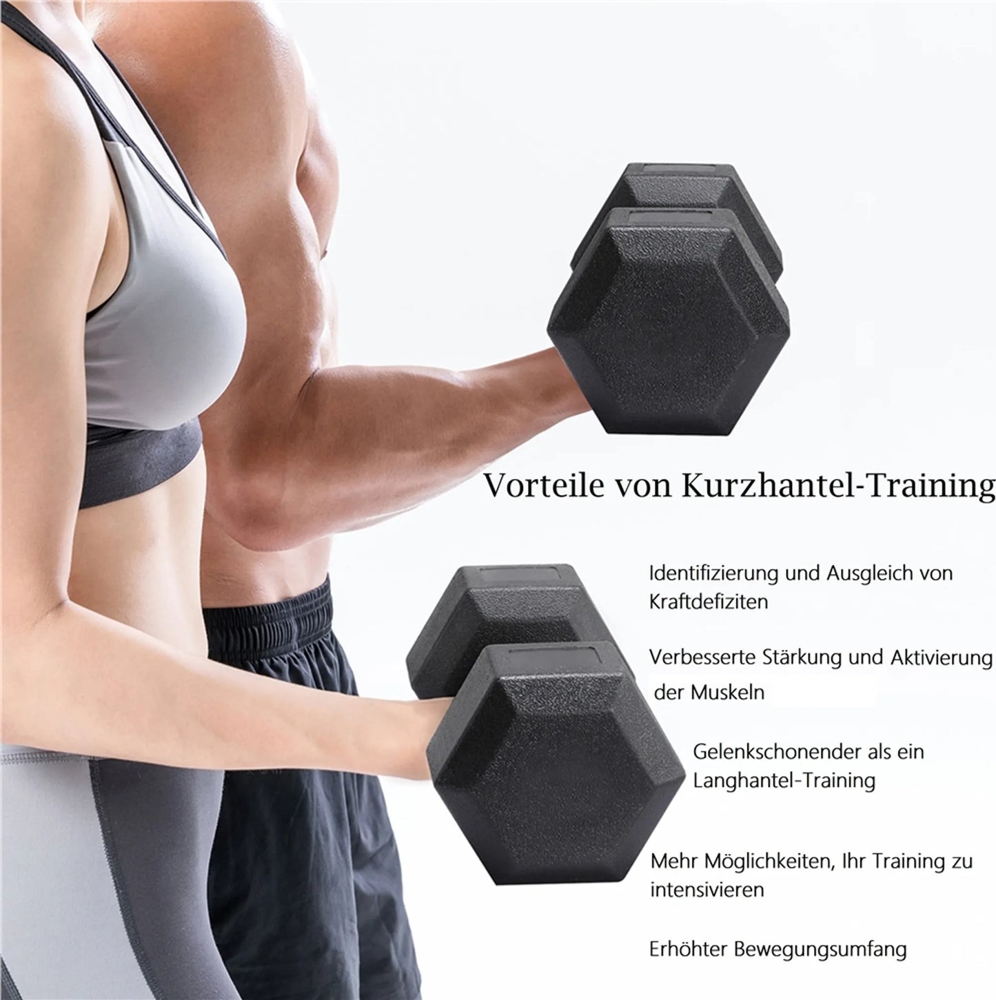Yaheetech Dumbbells Set Van 2 x 8 kg – 33,5 x 17 x 15 cm – Voorzien Van Zeshoekige Kop En Anti-Roll Ontwerp En Kunststof Coating – Voor Krachttraining En Thuisgym – Zwart Kunststof En Beton